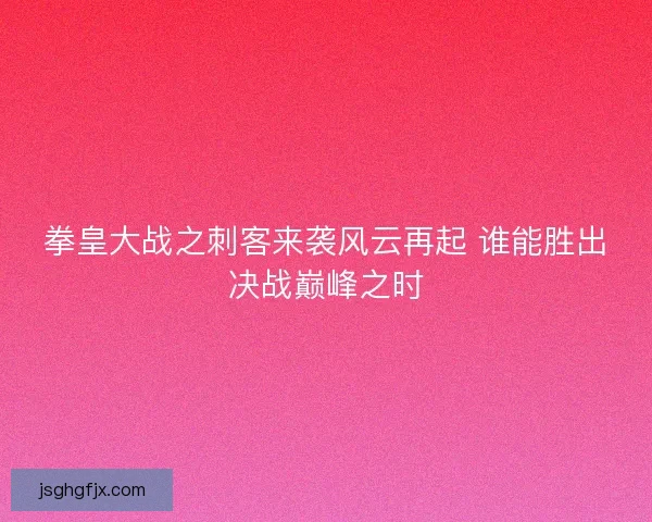 拳皇大战之刺客来袭风云再起 谁能胜出决战巅峰之时